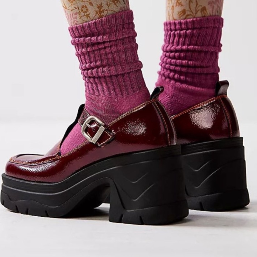 Free People Mayla Platform Mary Janes / Wild Mulberry - Picture 2 of 5